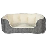 Trixie (Трикси) Davin Bed - Уютный лежак в полоску для собак и кошек; 50х40 см (Серый / Бежевый)