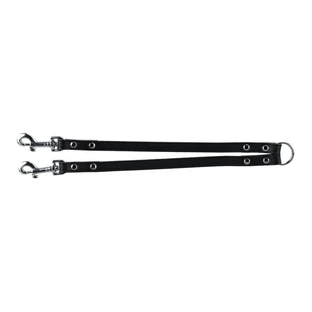 Trixie (Трикси) Basic Leather Leash - Поводок-сворка для двух собак; 1,3х30 см (Черный)