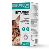 Unicum (Унікум) Premium - Кормова добавка Вітаміни з кальцієм і фосфором здорові кістки та зуби для котів; 100 таб. / 0,5 г