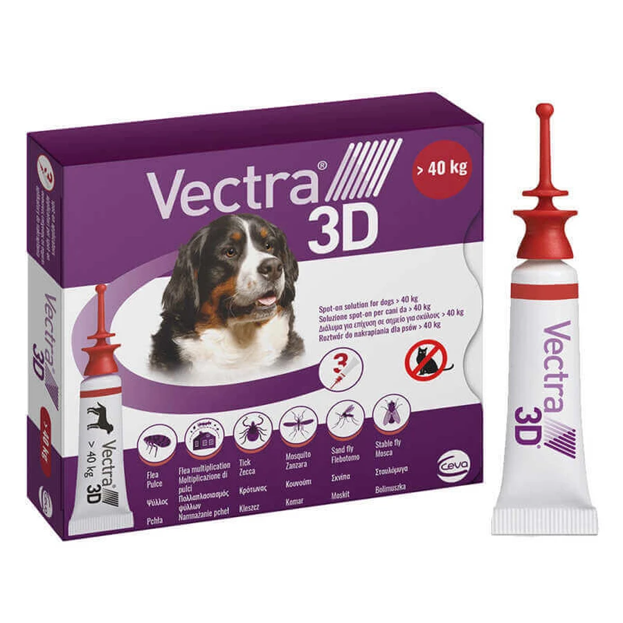 Vectra 3D (Вектра 3Д) by Ceva Протипаразитарні краплі на холку для собак від бліх та кліщів, 40-65 кг (3 шт./уп.): ціни та характеристики
