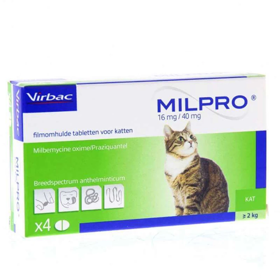 Virbac (Вірбак) Milpro - Таблетки Мільпро протипаразитарний препарат для дорослих котів, ефективний антигельмінтик; 4 шт./уп. (вес 2-8 кг): ціни та характеристики