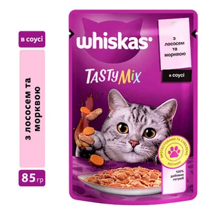 Whiskas (Віскас) TastyMix - Вологий корм з лососем та морквою в соусі для котів; 85 г
