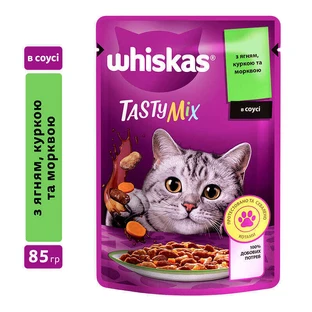 Whiskas (Віскас) TastyMix - Вологий корм з ягням, куркою, морквою в соусі для котів; 85 г