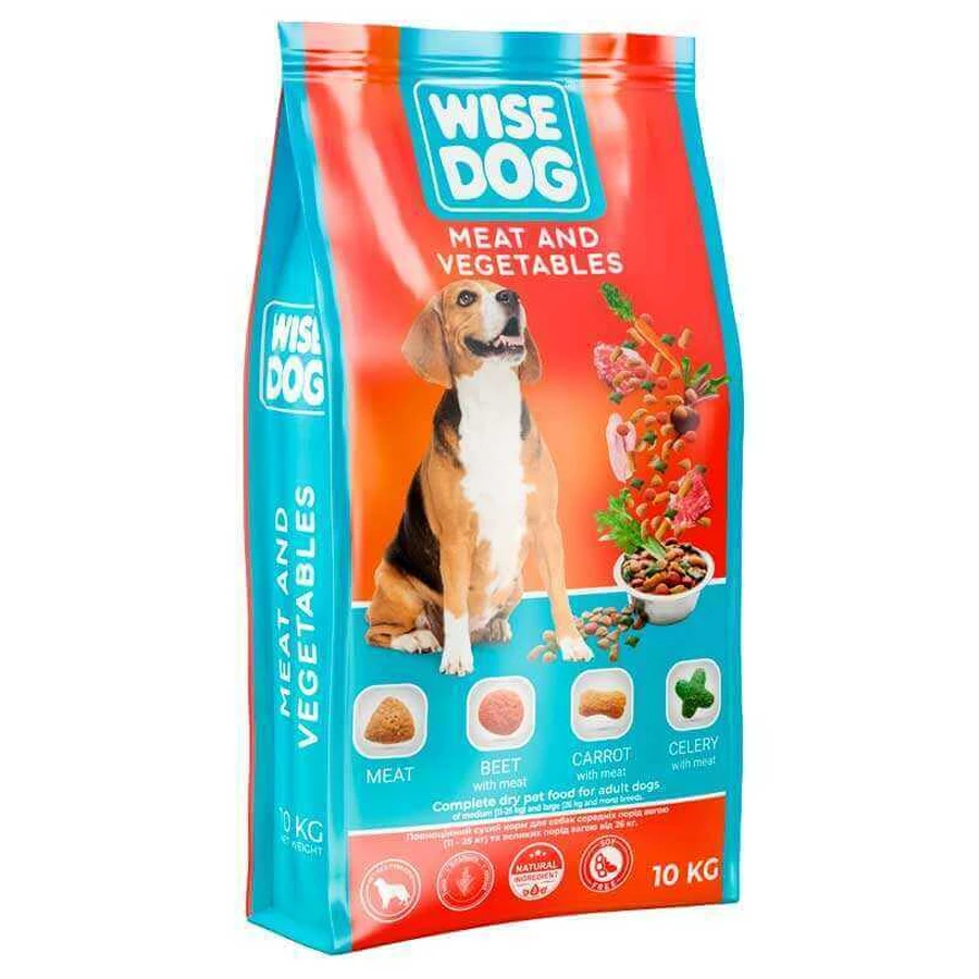 Wise Dog Meat and Vegatables - Сухий повноцінний корм з м’ясом та овочами для дорослих собак середніх та великих порід; 10 кг: ціни та характеристики
