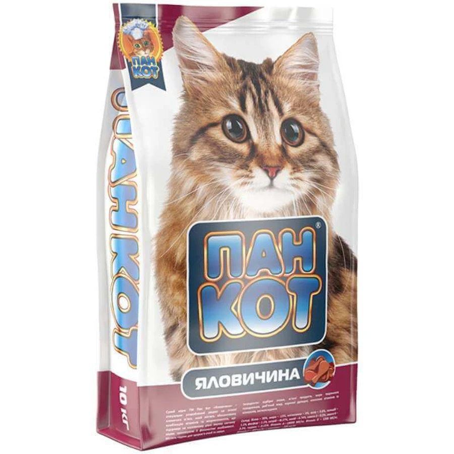 Пан Кот ЯЛОВИЧИНА - Сухий корм для дорослих котів і кішок з яловичиною; 10 кг: ціни та характеристики
