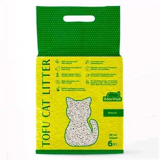 ТМ «Хвостик» Tofu Cat Litter Classic - Комкующийся наполнитель Тофу Классик для кошачьего туалета; 6 л