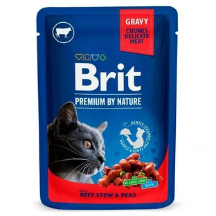 Brit Premium Cat Pouches with Beef Stew&Peas - Пауч с говядиной и горошком для кошек; 100 г