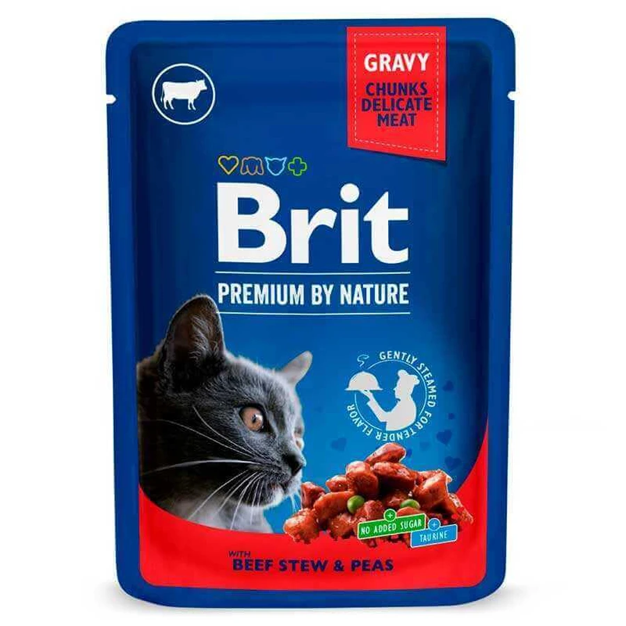 Brit Premium Cat Pouches with Beef Stew&Peas - Пауч с говядиной и горошком для кошек; 100 г: цены и характеристики