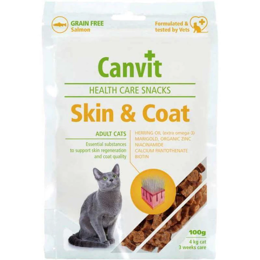 Canvit (Канвит) Skin&Coat Snack - Полувлажное лакомство с лососем для здоровой кожи и красивой шерсти котов; 100 г (280 шт.): цены и характеристики