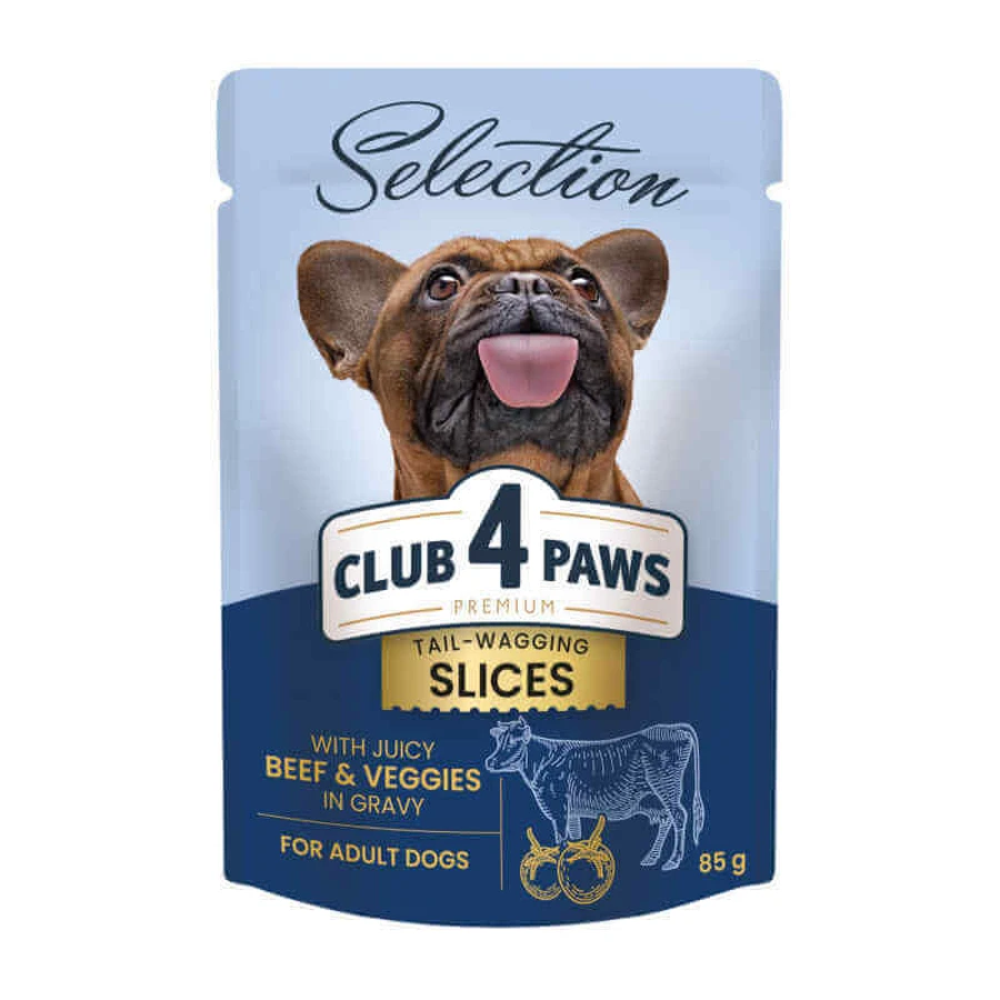 Club 4 Paws (Клуб 4 Лапы) Premium Selection Slices Dog Beef & Vegetables in Gravy - Влажный корм с говядиной и овощами для собак малых пород (слайсы в соусе); 85 г: цены и характеристики
