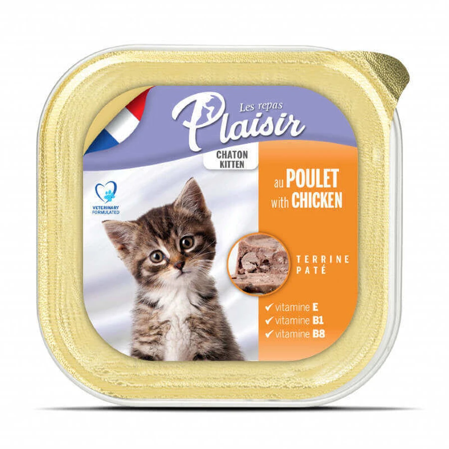 Plaisir (Плезир) Kitten Chicken&Milk Terrine - Полнорационный влажный корм с курицей и молоком для котят (террин); 100 г: цены и характеристики