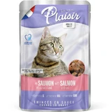 Plaisir (Плєзір) Adult Sterilized Cat Salmonamp;Cod Chunks In Gravy - Повнораціонний вологий корм з лососем та тріскою для дорослих стерилізованих котів (шматочки в соусі); 100 г