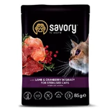 Savory Lamb&Cranberry in Gravy Sterilised Cats - Влажный корм с ягнёнком и и клюквой в соусе для стерилизованных кошек; 85 г
