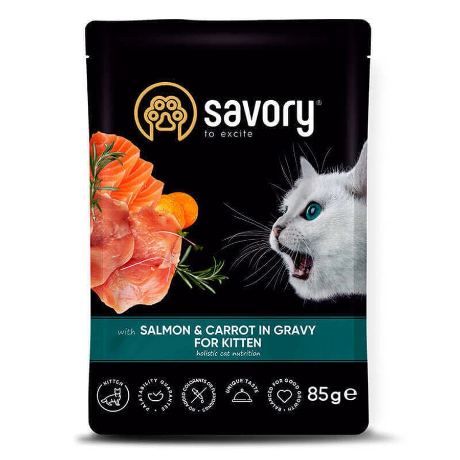 Savory Salmonamp;Carrot in Gravy for Kitten - Вологий корм з лососем та морквою в соусі для кошенят; 85 г: ціни та характеристики