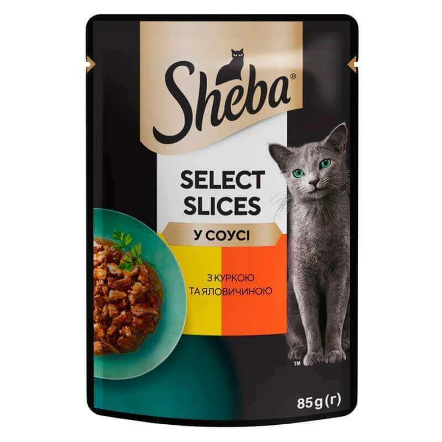 Sheba (Шеба) Black&Gold Select Slices - Влажный корм с говядиной и курицей для котов (кусочки в соусе); 85 г: цены и характеристики