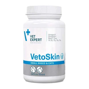 VetExpert (ВетЭксперт) VetoSkin Small breedamp;cat - Харчова добавка для здоров'я шкіри та шерсті котів і собак дрібних порід; 60 шт./уп.