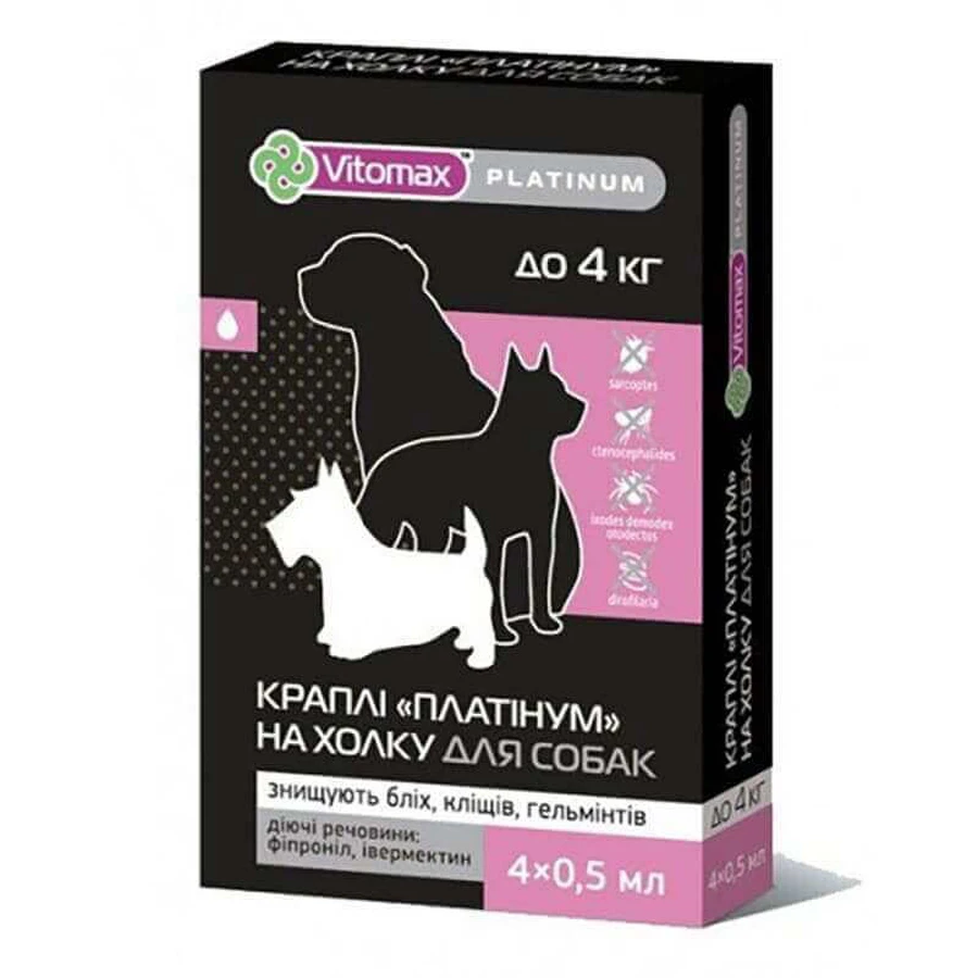 Vitomax (Витомакс) Platinum – Комплексные капли на холку Платинум от блох, клещей и гельминтов для собак (1 пипетка); lt; 4 кг: цены и характеристики
