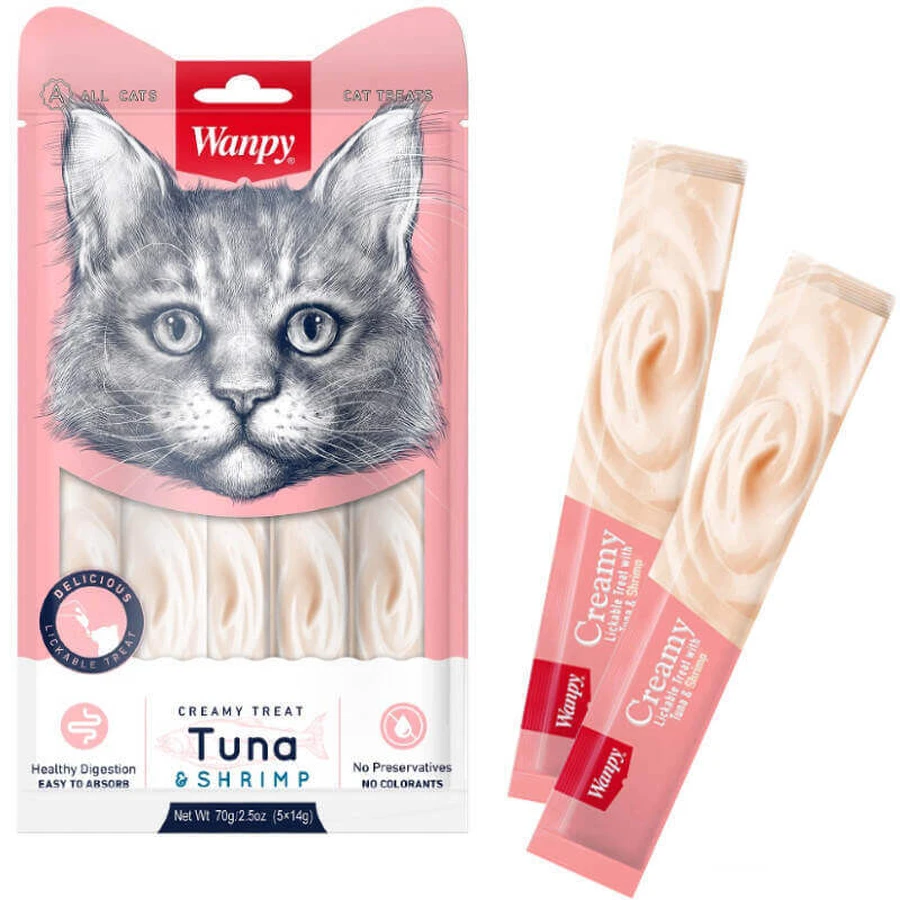Wanpy (Ванпі) Creamy Treat Tuna amp; ShrimpCat - Кремові ласощі з тунцем та креветками для котів; 70 г: ціни та характеристики