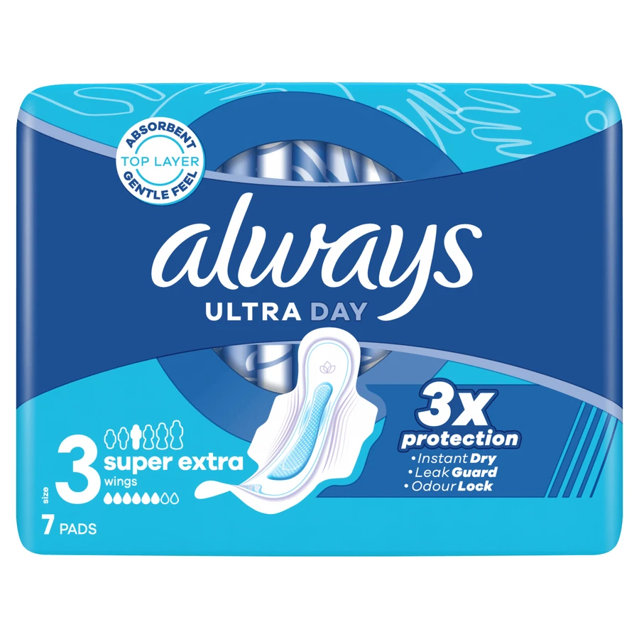 Always Ultra Day, гігієнічні рушники з крильцями, Super Extra, 7 шт.: ціни та характеристики