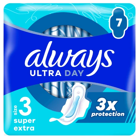 Always Ultra Day, гігієнічні рушники з крильцями, Super Extra, 7 шт.: ціни та характеристики