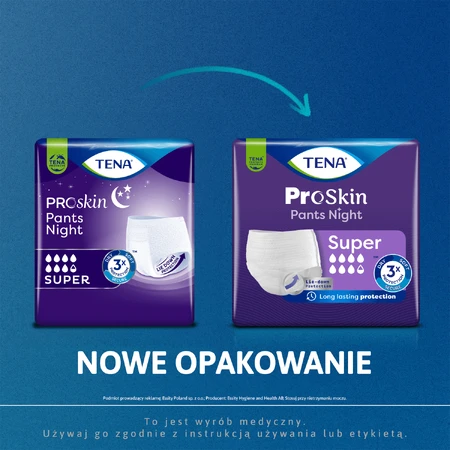 Набір Tena Pants ProSkin Night, поглинаючі труси, розмір L, 100-135 см, Super, 2 x 30 штук: ціни та характеристики