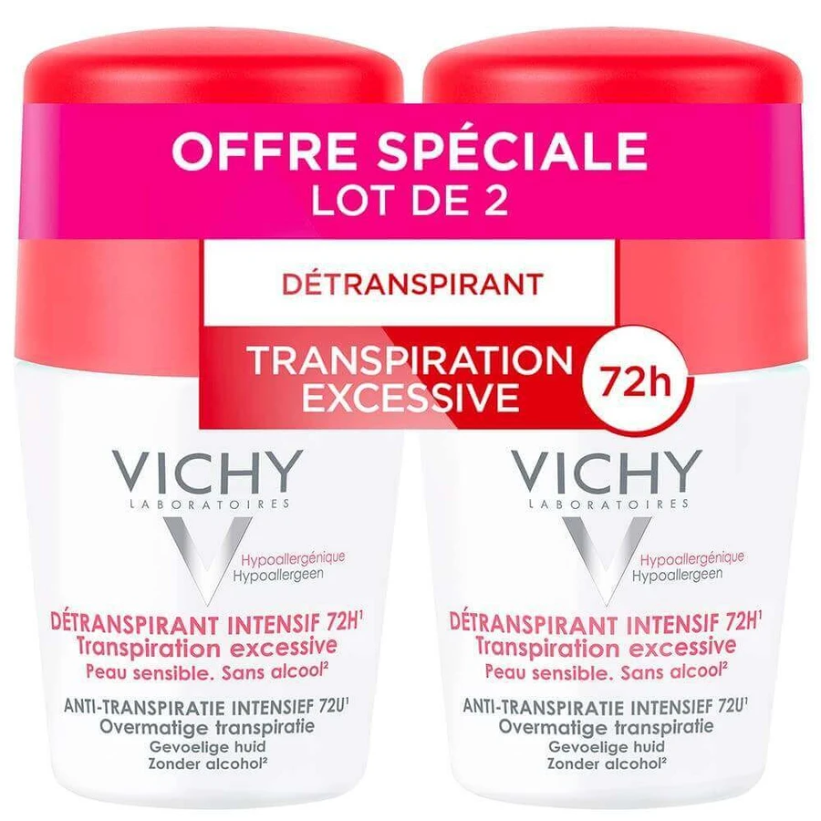 Дезодорант-антиперспірант Vichy Роликовий дезодорант-антиперспірант на 72 години для чутливої шкіри від надмірного потовиділення 2х50мл: ціни та характеристики