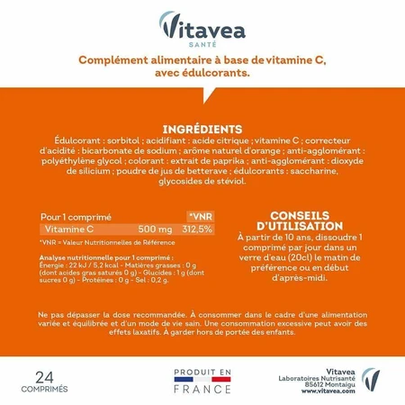 Vitavea Santé Вітаміни C 500 мг Daily Energy x24 шипучі таблетки: ціни та характеристики