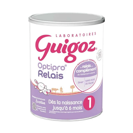 Guigoz Optipro Relais Evolia Relais Сухе молоко без пальмової олії від 0 до 6 місяців Dès La Naissance Jusqu'à 6 Mois 800г: ціни та характеристики