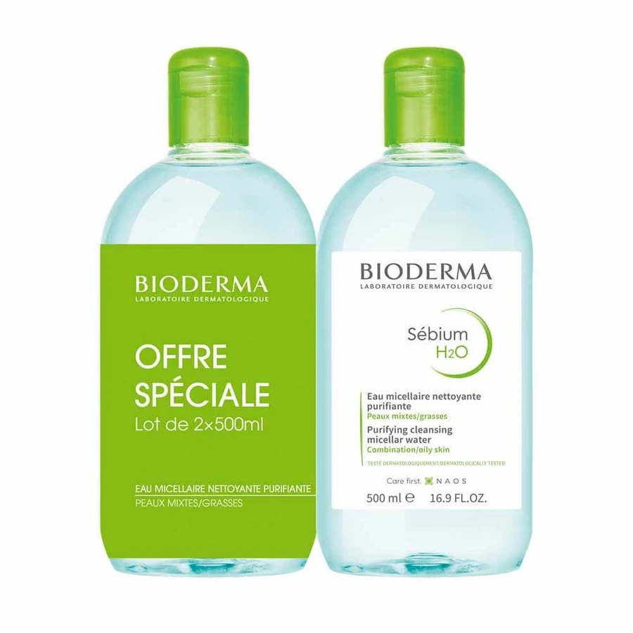 Bioderma Sebium Мицеллярная вода H2O для комбинированной и жирной кожи 2х500 мл: цены и характеристики
