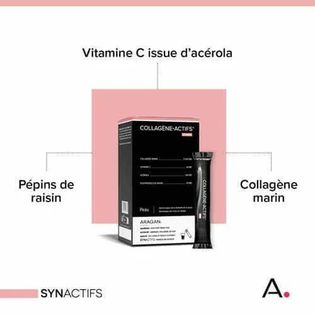 Aragan Synactifs Collagen Active 20 паличок полуничного юзу: ціни та характеристики