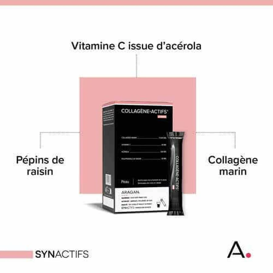 Aragan Synactifs Collagen Active 20 паличок полуничного юзу: ціни та характеристики