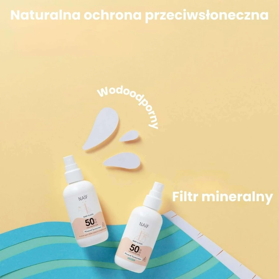 Naif Baby & Kids, мінеральний сонцезахисний спрей для немовлят та дітей, від народження, SPF 50, без ароматизаторів, 100 мл: ціни та характеристики