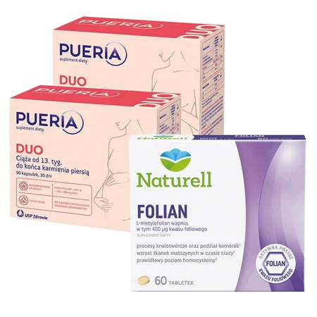 Набор Pueria Duo, 2 x 90 капсул + Naturell Folate, фолиевая кислота 400 мкг, 60 таблеток: цены и характеристики