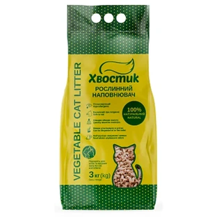 ТМ Хвостик - Наполнитель растительный для кошачьего туалета (X/X 180), 3 кг