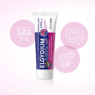 Elgydium Kids Fluorinol, зубна паста проти карієсу для дітей 3-6 років, малина та полуниця, 50 мл