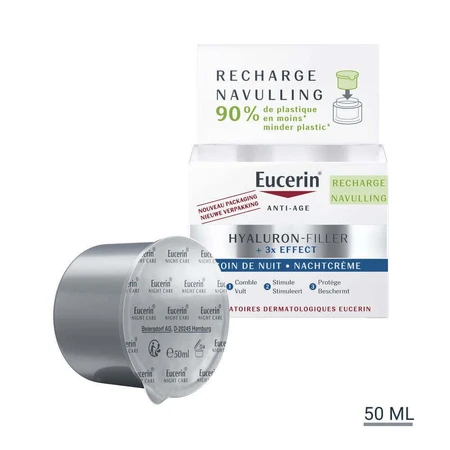 Eucerin Hyaluron-Filler + 3x Effect Refill антивіковий нічний догляд 50мл: ціни та характеристики