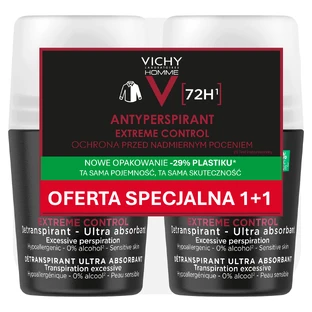 Vichy Homme, рулонный антиперспирант для мужчин, 72-часовая защита, 2 x 50 м