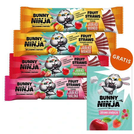 Набір Bunny Ninja Fruit Straws, фруктові снеки, 4 х 16 г + безкоштовна розмальовка: ціни та характеристики