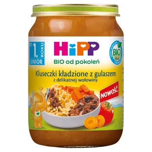 Блюдо HiPP Junior Bio, багатошарова локшина з ніжним тушкованим м'ясом яловичини, після 1 року, 250 г