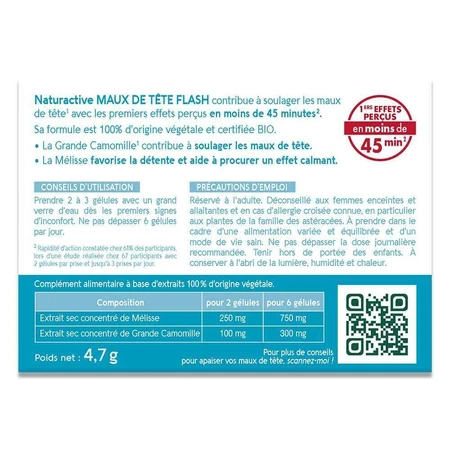 Naturactive Maux de Tête Flash Bio 14 gélules: цены и характеристики
