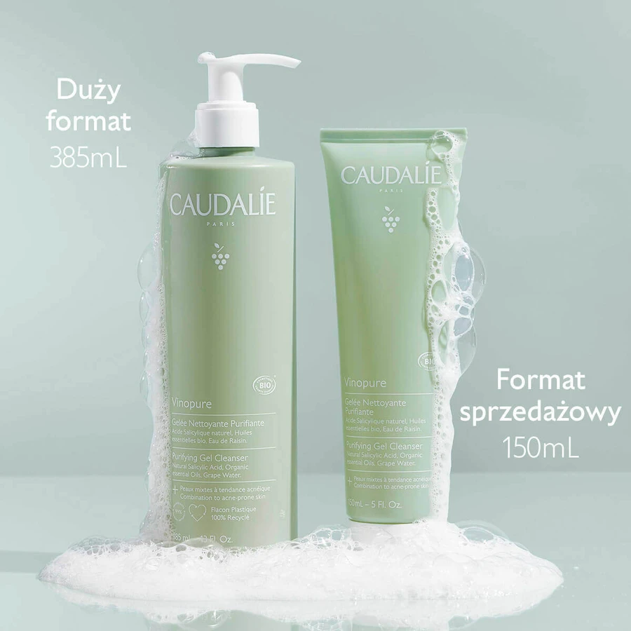 Caudalie Vinopure, gel de curățare pentru curățarea feței, piele predispusă la acnee, 385 ml: цены и характеристики