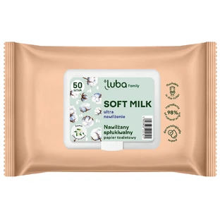 Luba Eco Family, hârtie igienică umezită, lapte moale, 50 bucăți