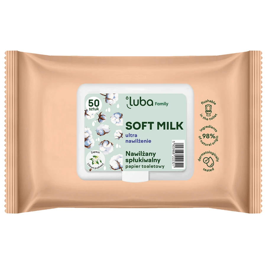 Luba Eco Family, hârtie igienică umezită, lapte moale, 50 bucăți: цены и характеристики