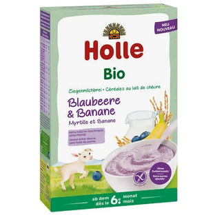 Holle Bio terci de orez, afine și banane cu lapte de capră, fără gluten, de la 6 luni, 200 g