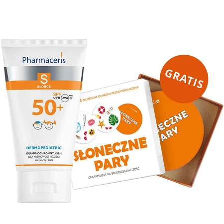 Pharmaceris S, солнцезащитный крем для лица и тела, старше 6 месяцев, SPF 50+, 125 мл + семейная игра Dobble бесплатно: цены и характеристики