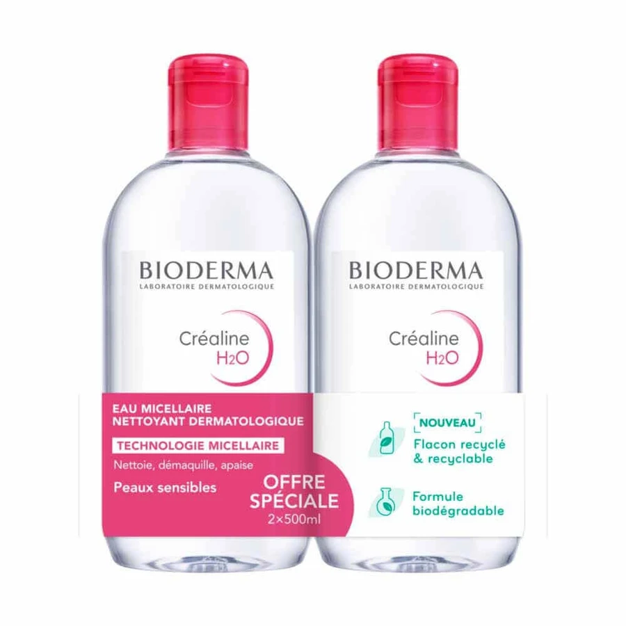 Міцелярна очищувальна вода H2O без ароматизаторів BioDerma Crealine очищувальна вода H2O 2х500мл: ціни та характеристики