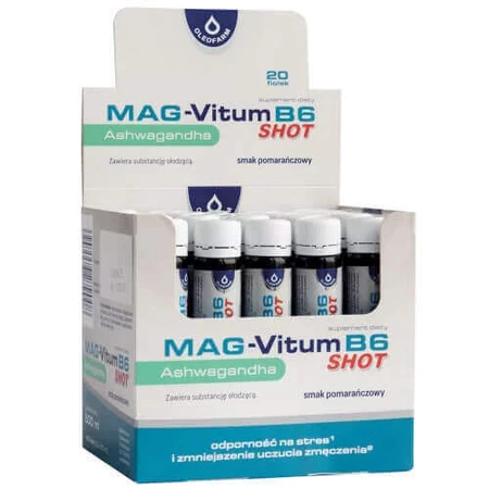 Oleofarm Mag-Vitum B6 Ашвагандха, шот, апельсиновий смак, 25 мл х 20 флаконів: ціни та характеристики