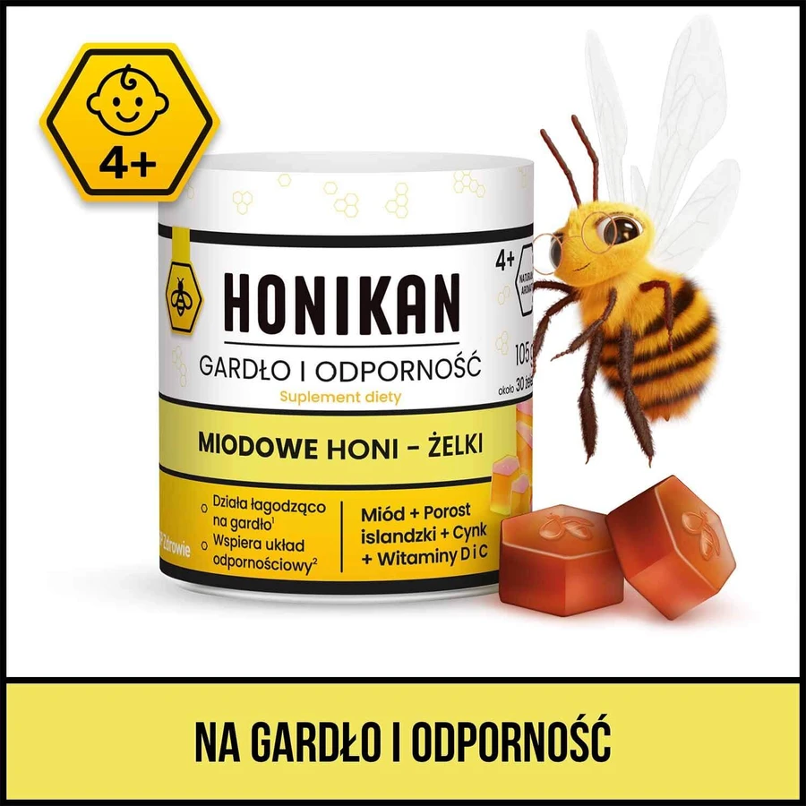 Горло та імунітет Honikan Gardło i Odporność, від 4 років, пастилки, 30 шт.: ціни та характеристики
