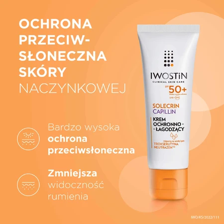 Iwostin Solecrin Capillin, захисний та заспокійливий крем для судинної та гіперчутливої шкіри, SPF 50+, 50 мл + надувна пляжна подушка безкоштовно: ціни та характеристики