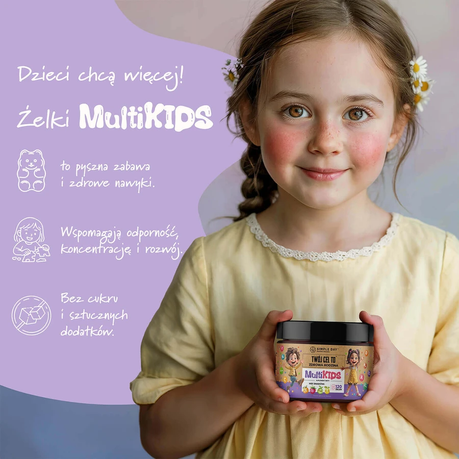 Simple Day MultiKids, желейні боби для 4-х дітей, ароматизована суміш, 120 пакетиків: ціни та характеристики